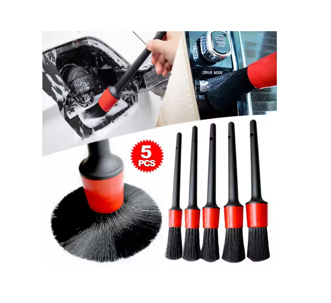 Juego 5 Cepillos Pinceles Limpieza, Detallado Automotriz