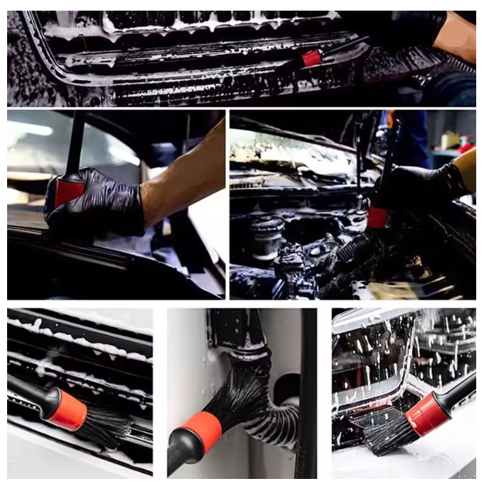 Juego 5 Cepillos Pinceles Limpieza, Detallado Automotriz